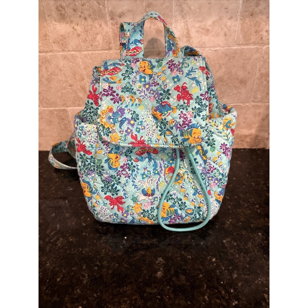 Vera Bradley Disney Ariel Floral Ditsy Little Mermaid Mini Backpack Limited MINT